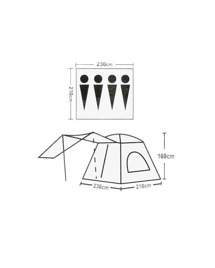 Палатка 4 х местная с большими окнами и навесом lanyu 1908