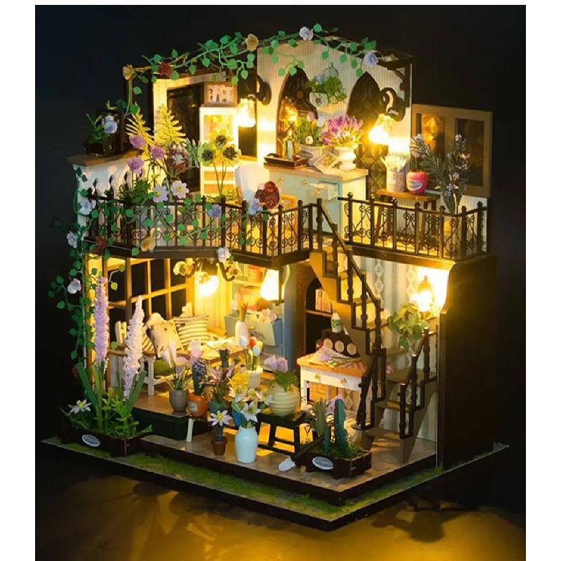 Демонстрация подсветки в миниатюрный кукольный домик своими руками DIY DollHouse "Цветочный дом" М2322