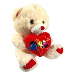 Ведмедик з плюшевим серцем, повітряні кульки (40 см.) - фото