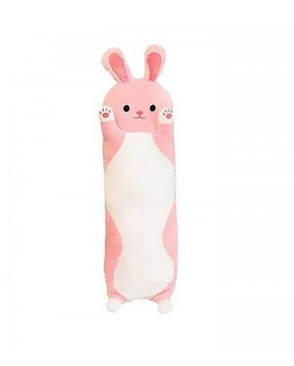 игрушка обнимашка розовый заяц - фото