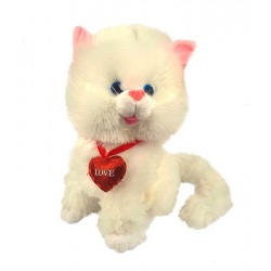 М'яка іграшка Пухнастий котик з серцем. Музика (24 см.)
