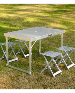 Усиленный стол для пикника раскладной с 4 стульями BoyaBy (120 * 60 см.)