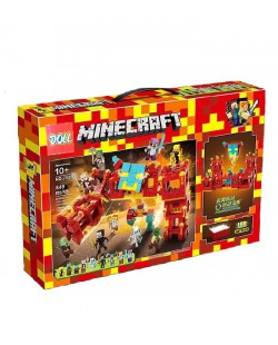Конструктор *2В1* Майнкрафт Червона фортеця вогняного вартового, Minecraft LEGO, 849 дет. LED підсвічування