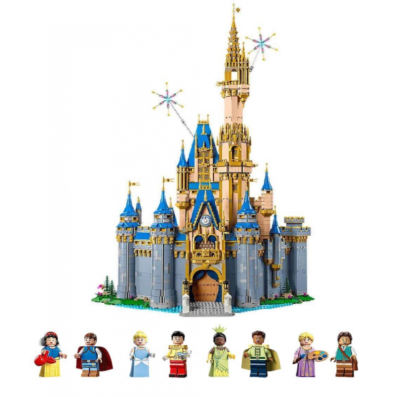 Минифигурки Disney в конструкторе Замок Дисней 4837 деталей — Золушка, Белоснежка, Рапунцель, Флинн Райдер