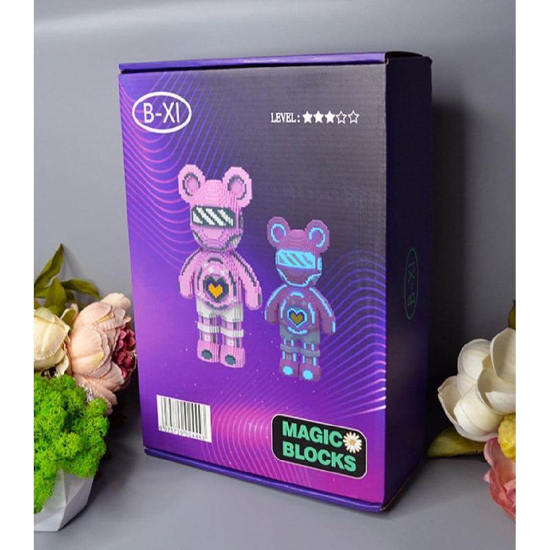 Коробка конструктора Magic Blocks Мишка Розовый 4031 деталь