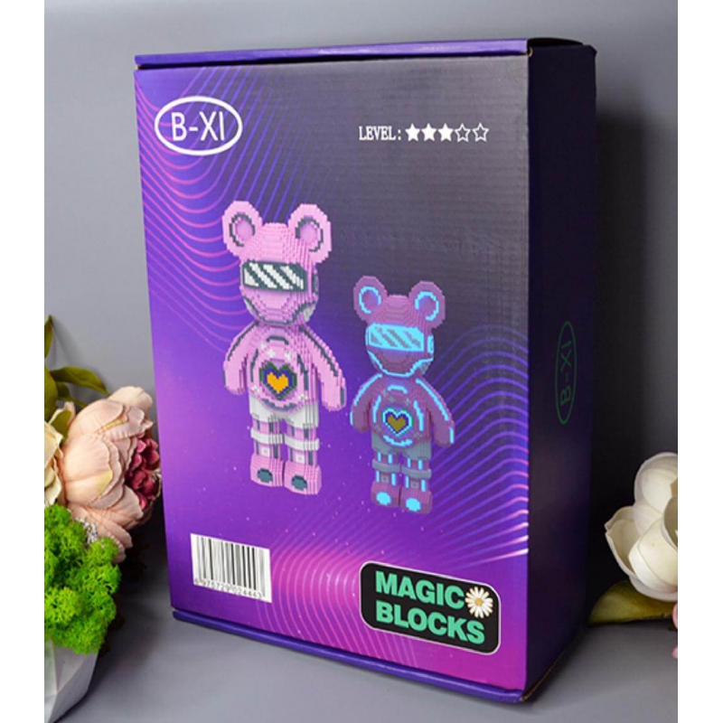 Коробка та комплектація конструктора Magic Blocks Ведмедик Жовтий 9002