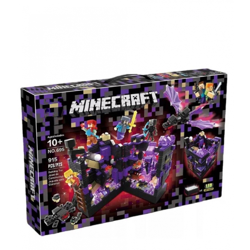Конструкторы майнкрафт лего Minecraft "Черная крепость" Led подсветка 915 деталей