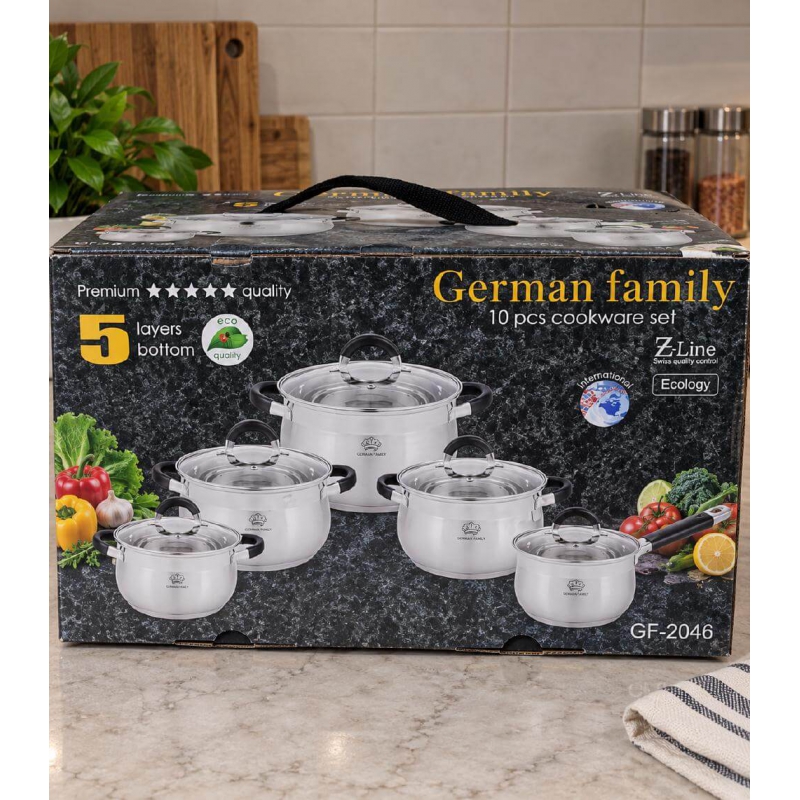 Упаковка набору каструль German Family GF-2046 10 предметів