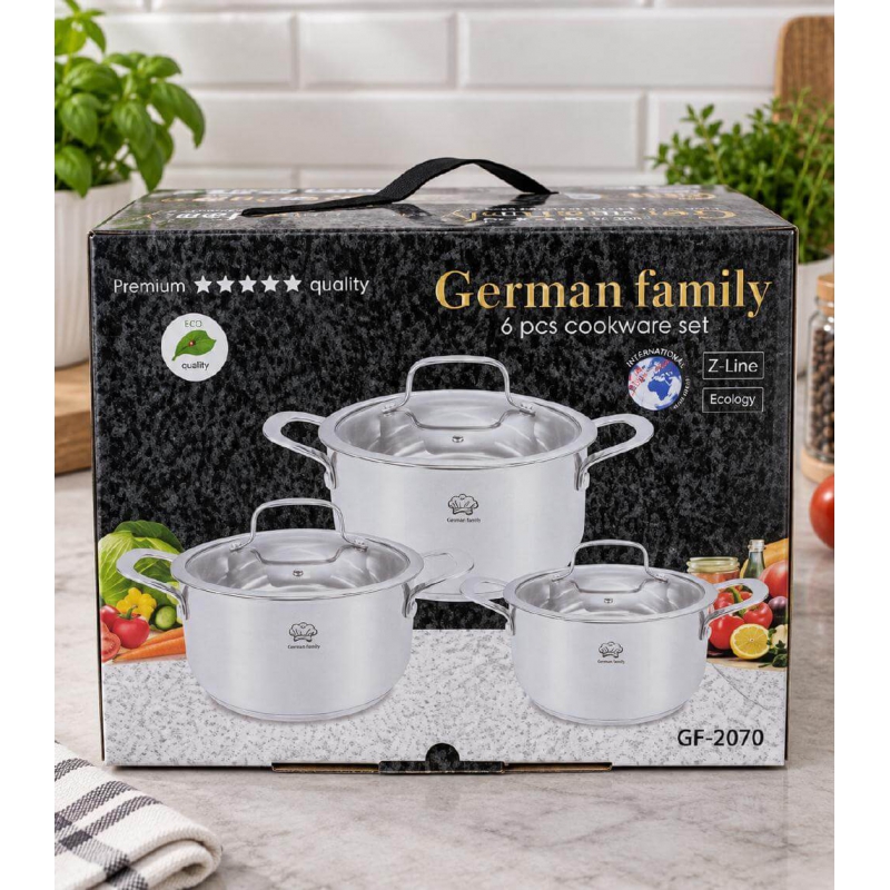 Упаковка набору каструль German Family GF-2070 6 предметів