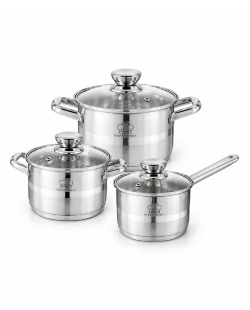 Набор кастрюль German Family GF-2071 с ковшом и стеклянными крышками