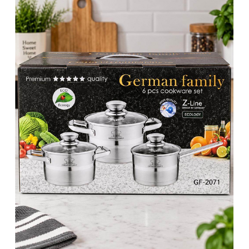 Упаковка набора кастрюль German Family GF-2071 6 предметов