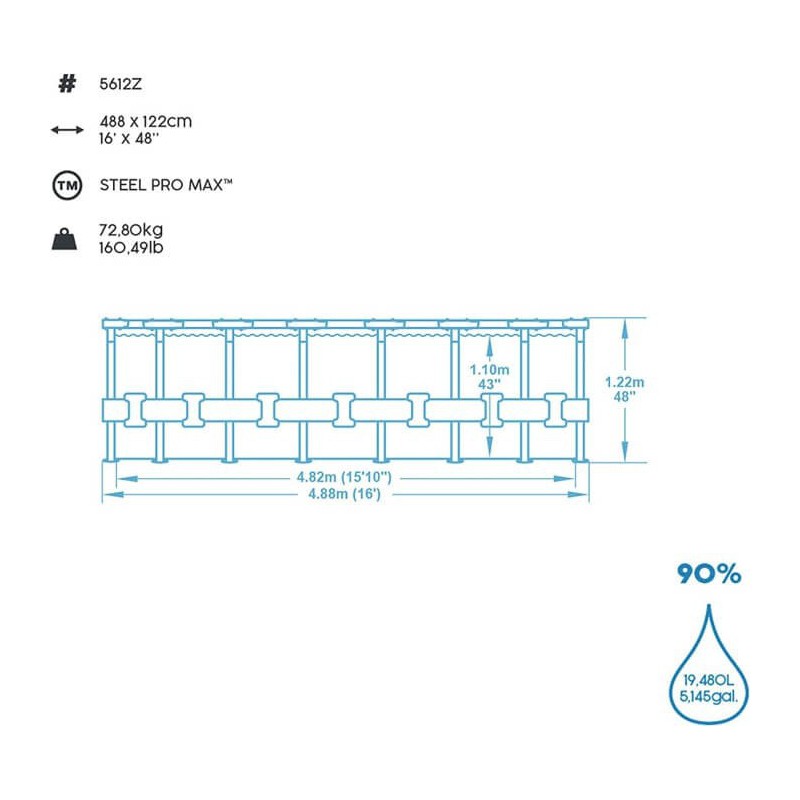 Каркасний басейн 488*122 см. Повний комплект.Bestway 5612Z - фото